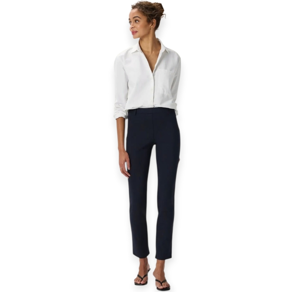 Quince Ultra-Stretch Ponte Straight Preppy Office Pull On Comfort Leg Pants